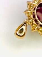 GIL Certified Yellow Gold 14K Natural Rubellite Tourmaline Cabochon Pendant - Image 12