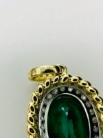 IGI Certified Yellow Gold 14K 1.75 Grams Natural Emerald Gemstone Pendant - Image 2