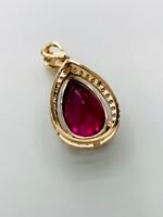 IGI Certified Yellow Gold 14K 1.18 Grams Natural Rubellite Tourmaline Gemstone Pendant - Image 5