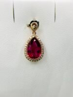 IGI Certified Yellow Gold 14K 1.18 Grams Natural Rubellite Tourmaline Gemstone Pendant - Image 7