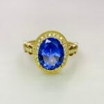 IGI Certified Yellow Gold 14K  Grams Natural Tanzanite Gemstone Ring