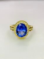 IGI Certified Yellow Gold 14K  Grams Natural Tanzanite Gemstone Ring