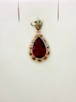 IGI Certified Yellow Gold 14K 1.17 Grams Natural Rubellite Tourmaline Gemstone Pendant - Image 2