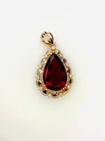 IGI Certified Yellow Gold 14K 1.17 Grams Natural Rubellite Tourmaline Gemstone Pendant - Image 3
