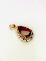 IGI Certified Yellow Gold 14K 1.17 Grams Natural Rubellite Tourmaline Gemstone Pendant - Image 4