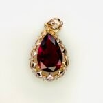 IGI Certified Yellow Gold 14K 1.17 Grams Natural Rubellite Tourmaline Gemstone Pendant