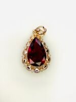 IGI Certified Yellow Gold 14K 1.17 Grams Natural Rubellite Tourmaline Gemstone Pendant