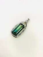 IGI Certified White Gold 14K 0.82 Grams Natural Tourmaline Gemstone Pendant - Image 2