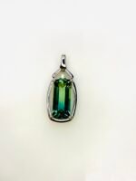 IGI Certified White Gold 14K 0.82 Grams Natural Tourmaline Gemstone Pendant - Image 3