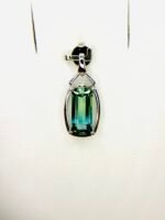 IGI Certified White Gold 14K 0.82 Grams Natural Tourmaline Gemstone Pendant - Image 5