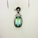 IGI Certified White Gold 14K 0.82 Grams Natural Tourmaline Gemstone Pendant