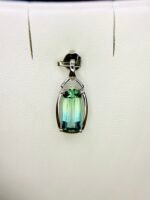 IGI Certified White Gold 14K 0.82 Grams Natural Tourmaline Gemstone Pendant