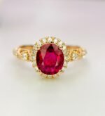 IGI Certified Yellow Gold 14K 1.38 Grams Natural Rubellite Tourmaline Gemstone Ring
