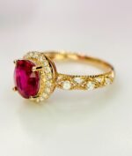 IGI Certified Yellow Gold 14K 1.38 Grams Natural Rubellite Tourmaline Gemstone Ring - Image 4