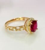 IGI Certified Yellow Gold 14K 1.38 Grams Natural Rubellite Tourmaline Gemstone Ring - Image 5