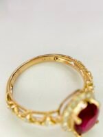 IGI Certified Yellow Gold 14K 1.38 Grams Natural Rubellite Tourmaline Gemstone Ring - Image 7
