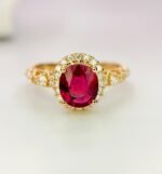 IGI Certified Yellow Gold 14K 1.38 Grams Natural Rubellite Tourmaline Gemstone Ring - Image 9