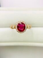 IGI Certified Yellow Gold 14K 1.38 Grams Natural Rubellite Tourmaline Gemstone Ring - Image 10
