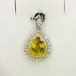 IGI Certified White Gold 14K 1.57 Grams Natural Sphene Gemstone Pendant
