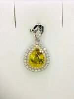 IGI Certified White Gold 14K 1.57 Grams Natural Sphene Gemstone Pendant