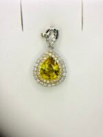 IGI Certified White Gold 14K 1.57 Grams Natural Sphene Gemstone Pendant - Image 3