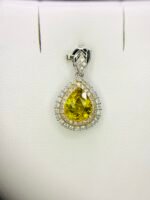 IGI Certified White Gold 14K 1.57 Grams Natural Sphene Gemstone Pendant - Image 4