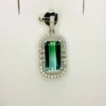 IGI Certified White Gold 14K 1.2 Grams Natural Tourmaline Gemstone Pendant