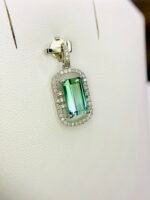 IGI Certified White Gold 14K 1.2 Grams Natural Tourmaline Gemstone Pendant - Image 3