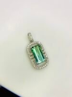 IGI Certified White Gold 14K 1.2 Grams Natural Tourmaline Gemstone Pendant - Image 4