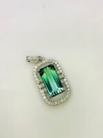 IGI Certified White Gold 14K 1.2 Grams Natural Tourmaline Gemstone Pendant - Image 5