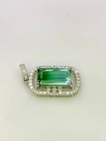IGI Certified White Gold 14K 1.2 Grams Natural Tourmaline Gemstone Pendant - Image 6