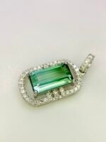 IGI Certified White Gold 14K 1.2 Grams Natural Tourmaline Gemstone Pendant - Image 7