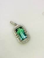 IGI Certified White Gold 14K 1.2 Grams Natural Tourmaline Gemstone Pendant - Image 9