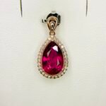 IGI Certified Yellow Gold 14K 1.18 Grams Natural Rubellite Tourmaline Gemstone Pendant