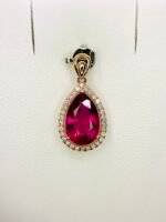 IGI Certified Yellow Gold 14K 1.18 Grams Natural Rubellite Tourmaline Gemstone Pendant