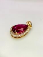 IGI Certified Yellow Gold 14K 1.18 Grams Natural Rubellite Tourmaline Gemstone Pendant - Image 12