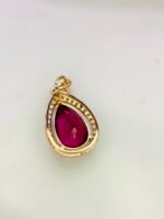IGI Certified Yellow Gold 14K 1.18 Grams Natural Rubellite Tourmaline Gemstone Pendant - Image 13