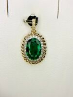 IGI Certified Yellow Gold 14K 1.75 Grams Natural Emerald Gemstone Pendant - Image 3