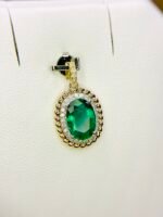 IGI Certified Yellow Gold 14K 1.75 Grams Natural Emerald Gemstone Pendant - Image 4