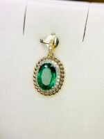 IGI Certified Yellow Gold 14K 1.75 Grams Natural Emerald Gemstone Pendant - Image 5
