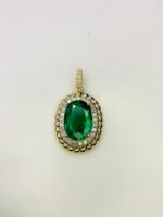IGI Certified Yellow Gold 14K 1.75 Grams Natural Emerald Gemstone Pendant - Image 6