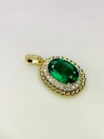IGI Certified Yellow Gold 14K 1.75 Grams Natural Emerald Gemstone Pendant - Image 7