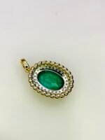 IGI Certified Yellow Gold 14K 1.75 Grams Natural Emerald Gemstone Pendant - Image 9