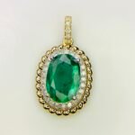 IGI Certified Yellow Gold 14K 1.75 Grams Natural Emerald Gemstone Pendant