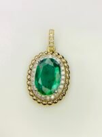 IGI Certified Yellow Gold 14K 1.75 Grams Natural Emerald Gemstone Pendant