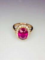 IGI Certified Yellow Gold 14K 2.75 Cts Natural Rubellite Tourmaline Gemstone Ring - Image 3