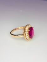 IGI Certified Yellow Gold 14K 2.75 Cts Natural Rubellite Tourmaline Gemstone Ring - Image 4
