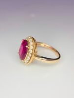 IGI Certified Yellow Gold 14K 2.75 Cts Natural Rubellite Tourmaline Gemstone Ring - Image 5