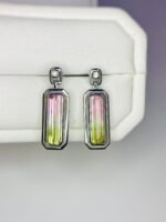 IGI Certified White Gold 14K 2.51 Grams Natural  Tourmaline Gemstone Earrings - Image 2