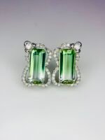 IGI Certified White Gold 14K 1.52 Grams Natural Tourmaline Gemstone Earrings - Image 3